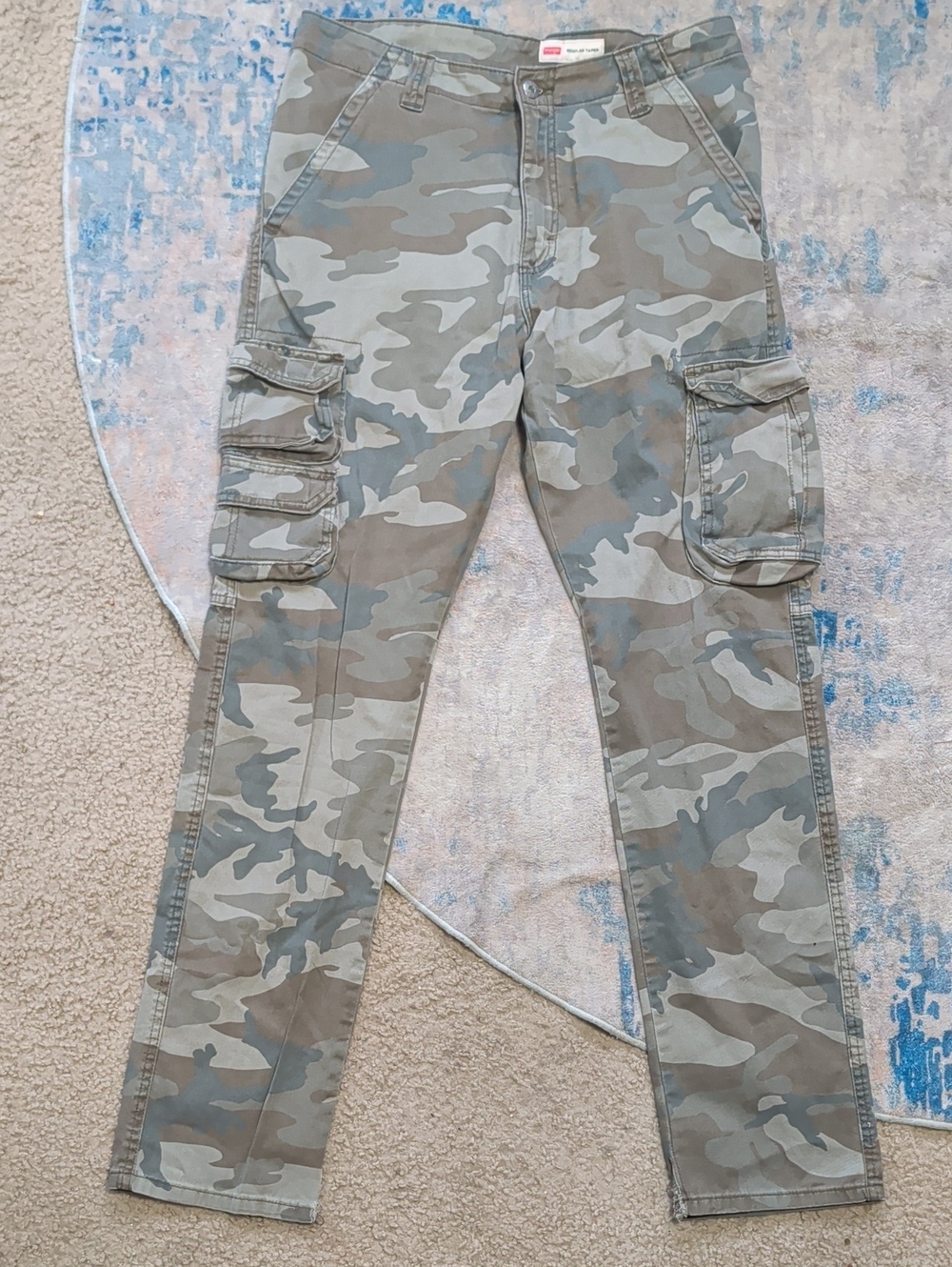 Wrangler Camouflage Cargo Jeans - Green/Tan - Men's Medium (32x32)